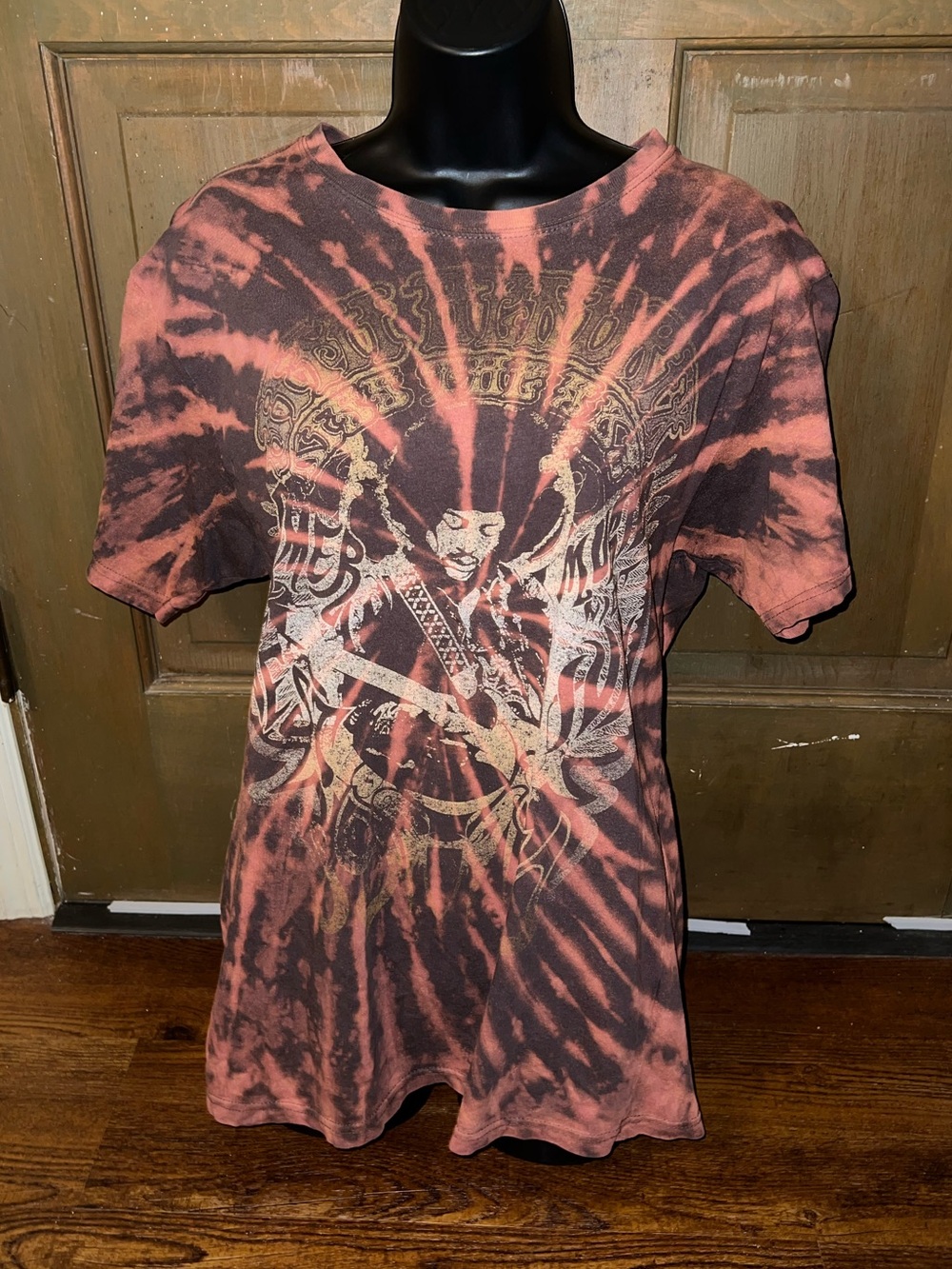 Jimi Hendrix Y2K Vintage Tie-Dye Brown Swirl Graphic Short Sleeve Shirt Size M